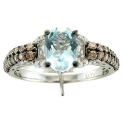 Großer Sale-Ring mit Meeresblauem Aquamarin und schokoladenbraunen Diamanten