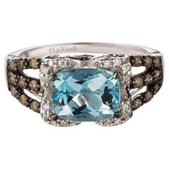 Grand Sample Sale Ring Featuring Sea Blue Aquamarine Chocolate Diamonds, Vani