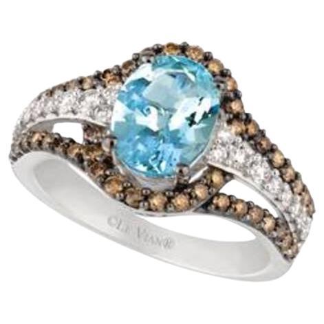Grand Sample Sale Ring Featuring Sea Blue Aquamarine Vanilla Diamonds For Sale
