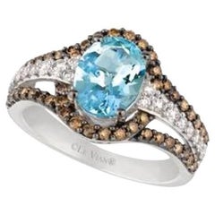 Grand Sample Sale Ring Featuring Sea Blue Aquamarine Vanilla Diamonds
