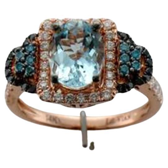 Grand Sample Sale Ring Featuring Sea Blue Aquamarine Vanilla Diamonds, Iced For Sale