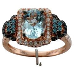 Grand Sample Sale Ring Featuring Sea Blue Aquamarine Vanilla Diamonds, Iced