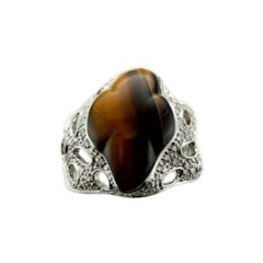 Grand Sample Sale Ring featuring Tiger Eye Vanilla Diamonds set in SLV