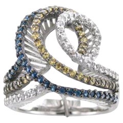 Gran Anillo de Venta de Muestras con Zafiro Blanco, Zafiro Amarillo