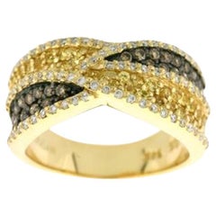 Großer Sample Sale-Ring mit gelben Saphiren und schokoladenbraunen Diamanten 