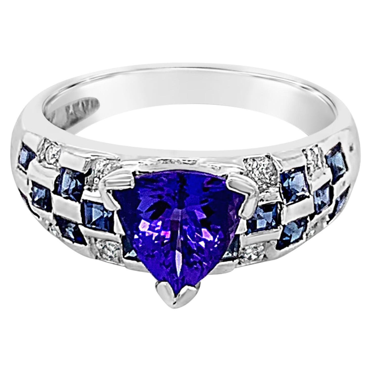 Grand Sample Sale Ring, Tanzanite, Blueberry Sapphire Set in 18k Vanilla Gold
