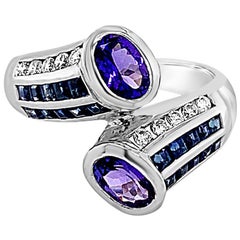 Grand Sample Sale Ring, Tanzanite, Blueberry Sapphire Set in 18K Vanilla Gold
