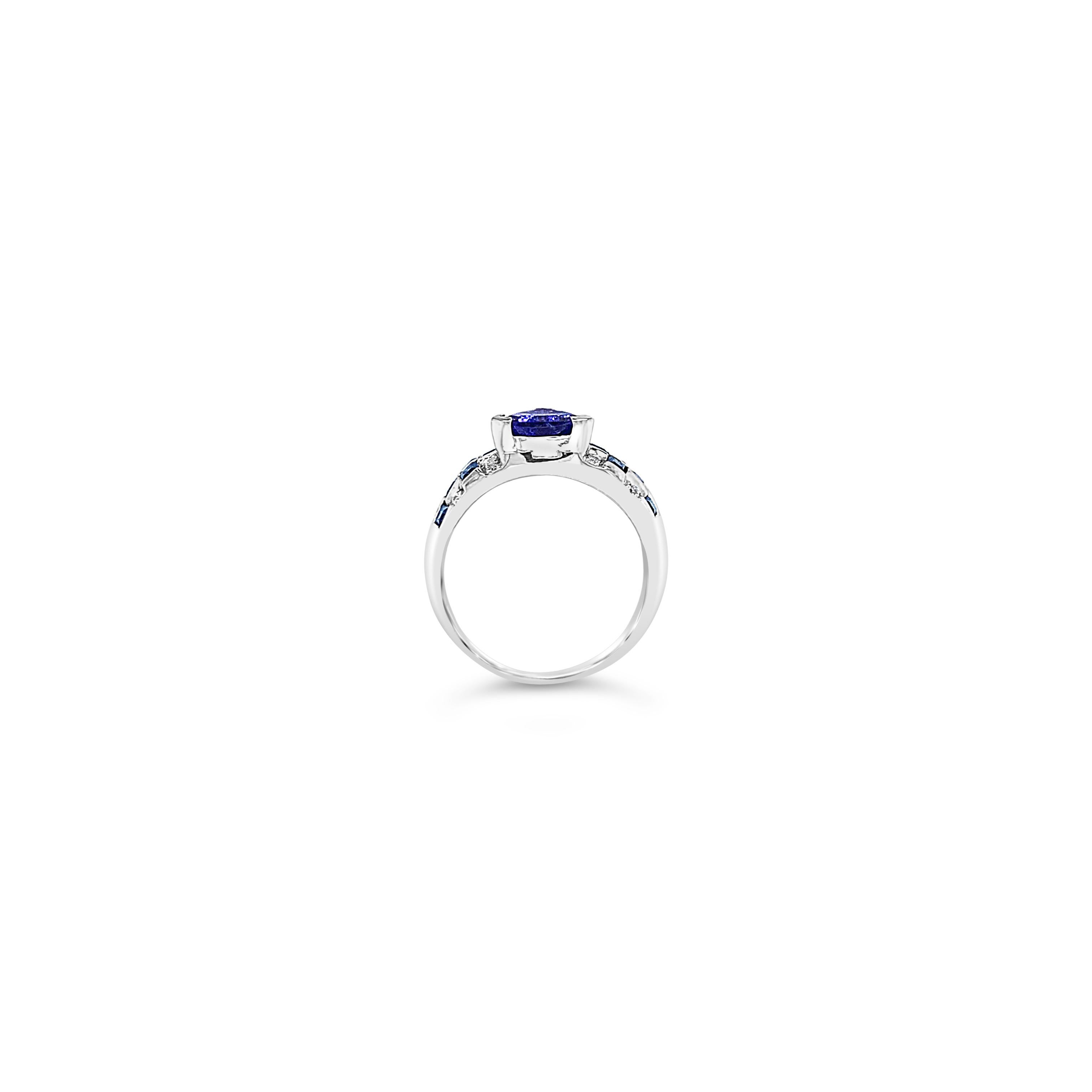 Grand Sample Sale Ring featuring 1 1/3 cts. Blueberry Tanzanite®, 1 1/8 cts. Blueberry Sapphire™, set in 18K Vanilla Gold®. Please feel free to reach out with any questions! Item comes with a Le Vian Grand Sample Sale™ jewelry box as well as a Le