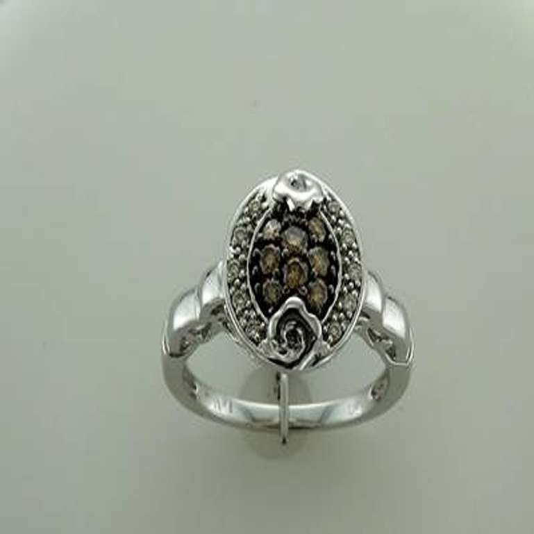 Grand Sample Sale Ring W/ 1/3cts. Chocolate and 1/15cts. Vanilla Diamonds Set For Sale