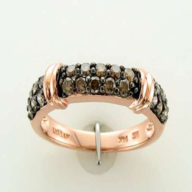 Grand Sample Sale Ring with 5/8cts Chocolate Diamonds Set in 14k Strawberry Gold