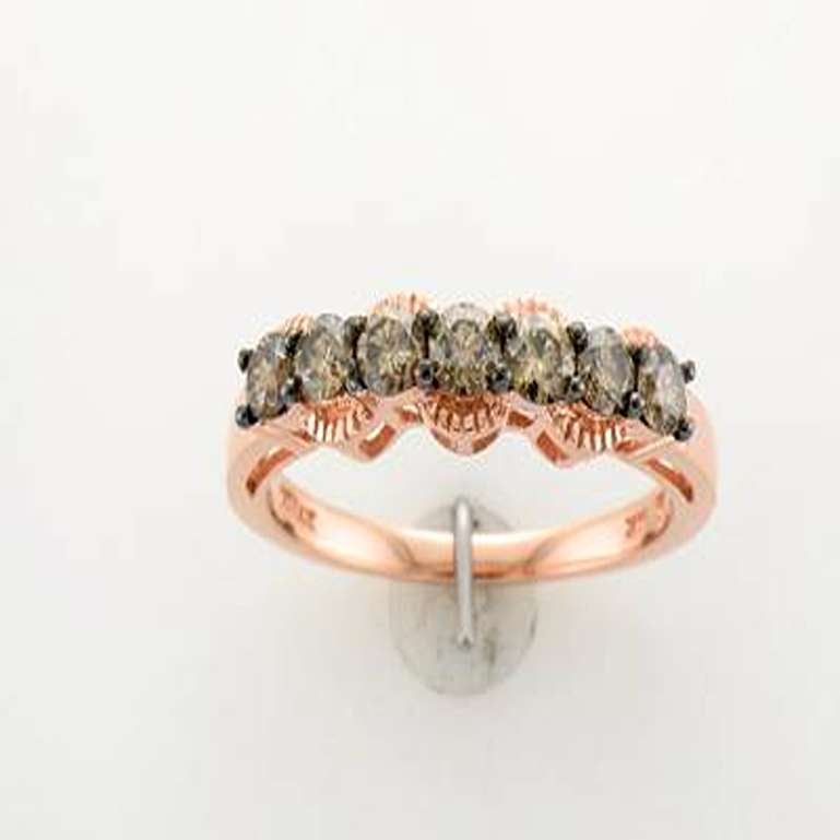 Grand Sample Sale Ring W/ 5/8cts, Chocolate Diamonds Set in 14k Strawberry Gold