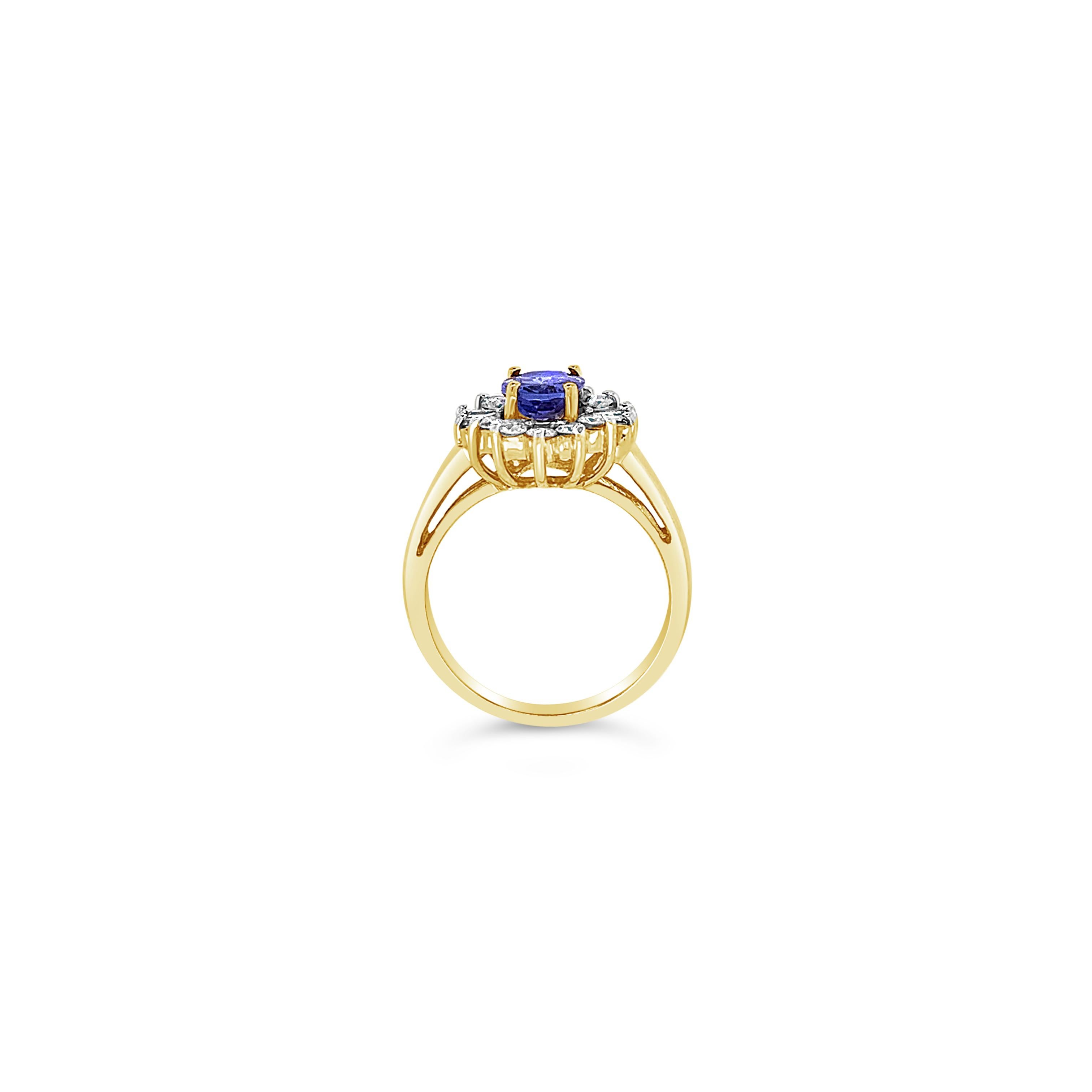 Grand Sample Sale Ring featuring 1 1/5 cts. Blueberry Tanzanite, 3/8 cts. - Diamonds, 1/5 cts. Vanilla Diamonds set in 18K Honey Gold. Please feel free to reach out with any questions! 
Item comes with a Le Vian Grand Sample Sale jewelry box as well