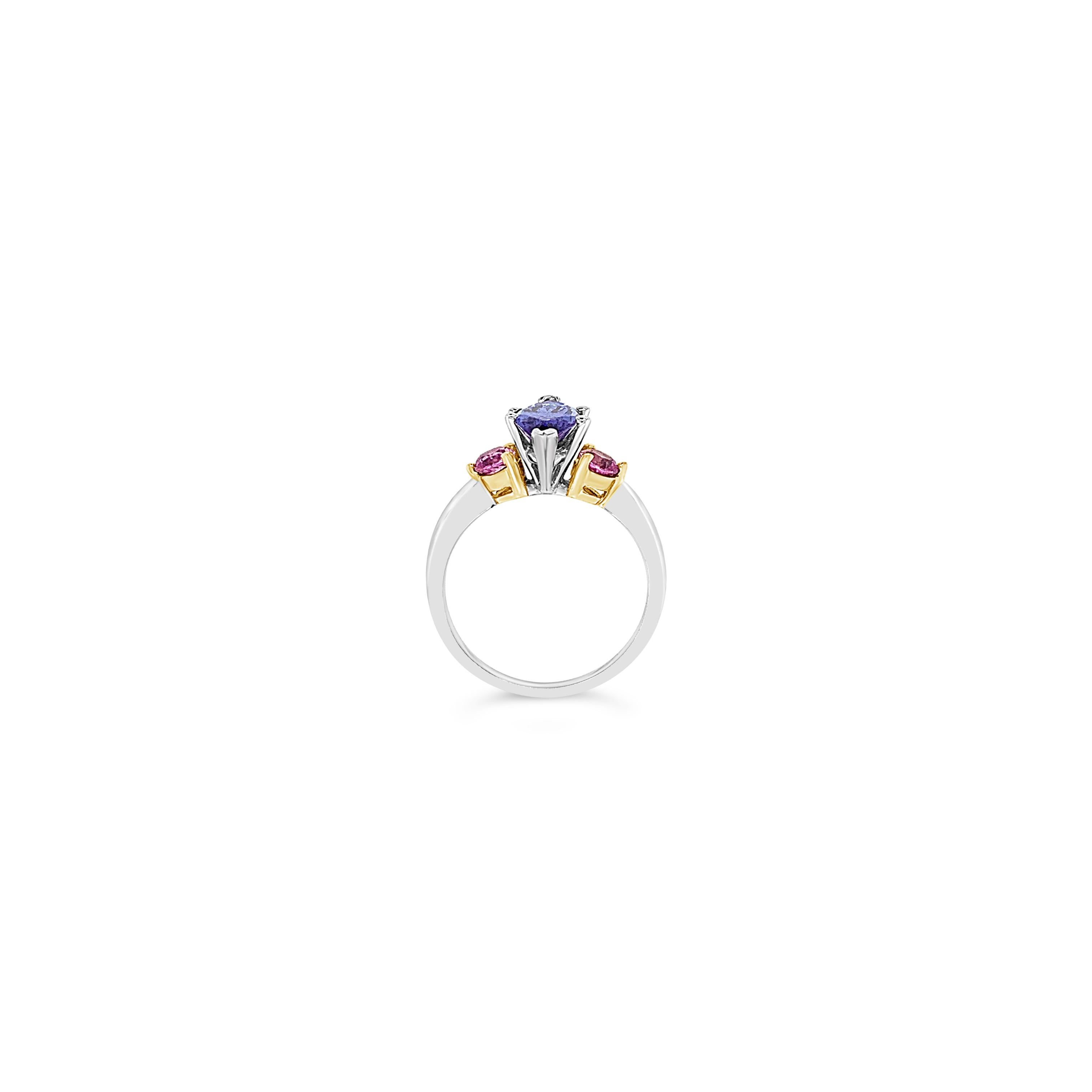 Grand Sample Sale Ring featuring 1 5/8 cts. Blueberry Tanzanite®, 1/2 cts. Bubble Gum Pink Sapphire™, set in 14K Two Tone Gold. Please feel free to reach out with any questions! Item comes with a Le Vian Grand Sample Sale™ jewelry box as well as a