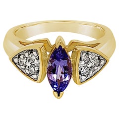 Grand Sample Sale Ring with Tanzanite, Vanilla Diamonds Set in 14K Honey Gold Grand Sample Sale Ring with Tanzanite, Vanilla Diamonds Set in 14K Honey Gold