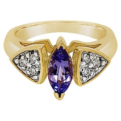 Grand Sample Sale Ring with Tanzanite, Vanilla Diamonds Set in 14K Honey Gold Grand Sample Sale Ring with Tanzanite, Vanilla Diamonds Set in 14K Honey Gold