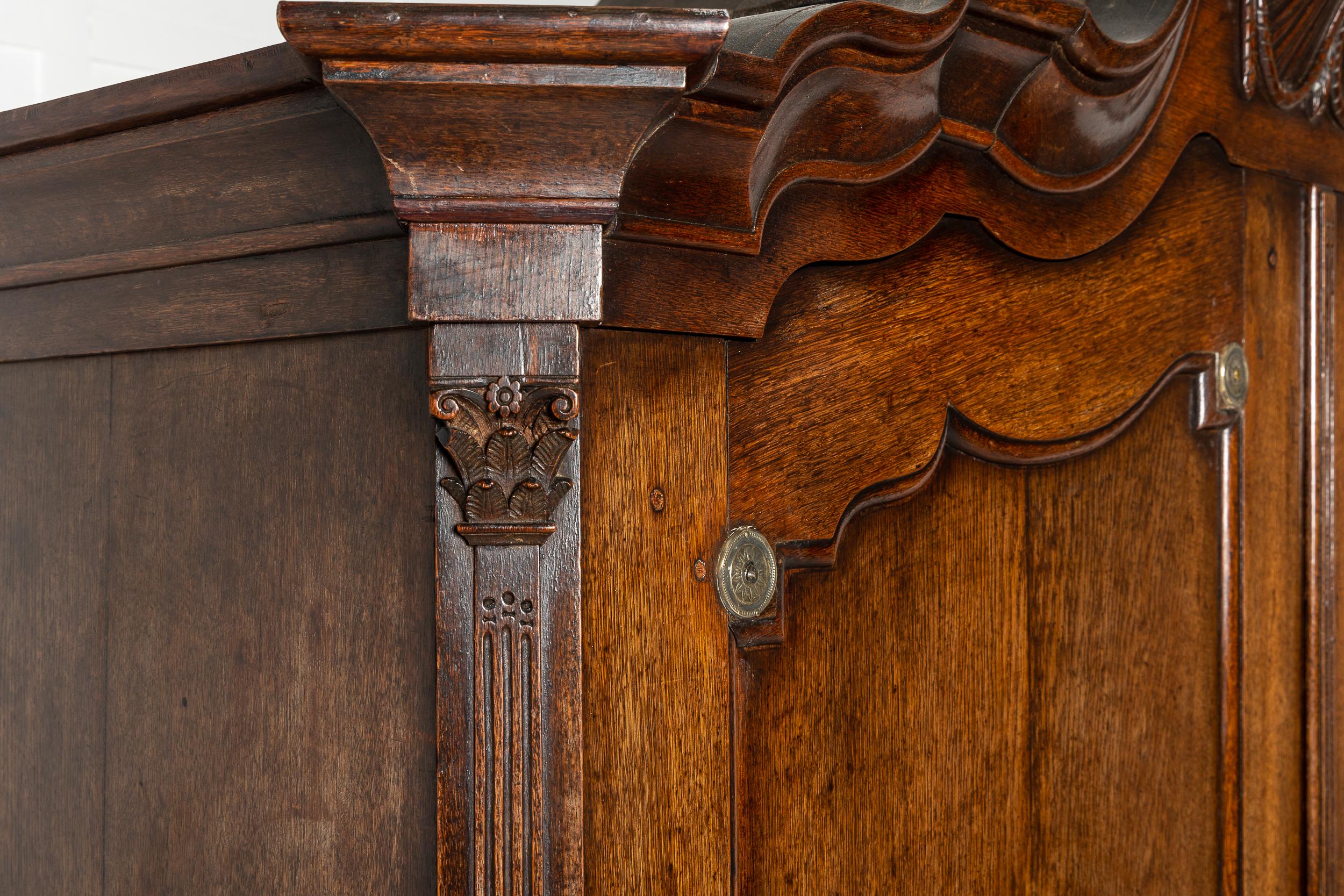 Grand Scale 18th Century Dutch Rococo Oak Bombé Armoire For Sale 6