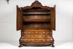 Grand Scale 18th Century Dutch Rococo Oak Bombé Armoire