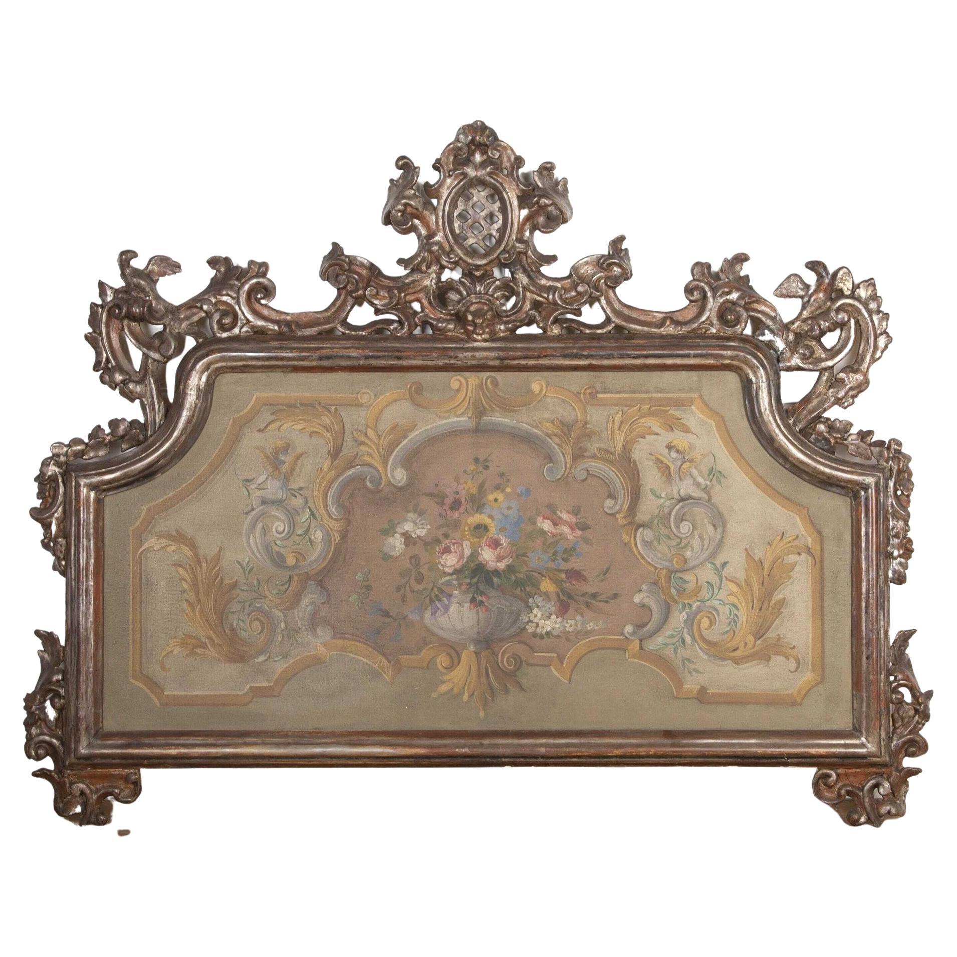Grand Scale 18th Century Italian Baroque Silver Gilt Headboard