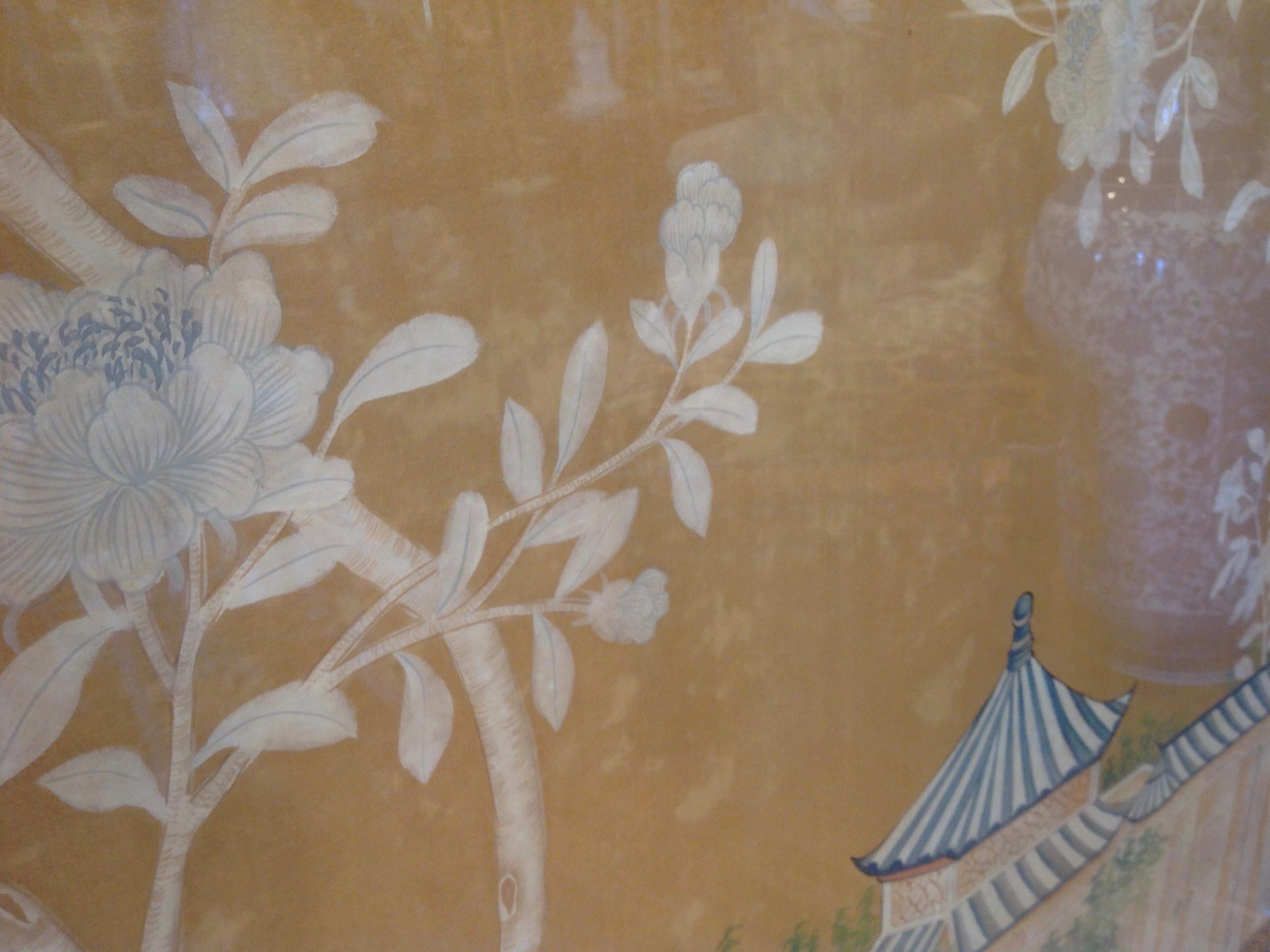 Glass Grand Scale 19th Century Chinoiserie Painted Panel
