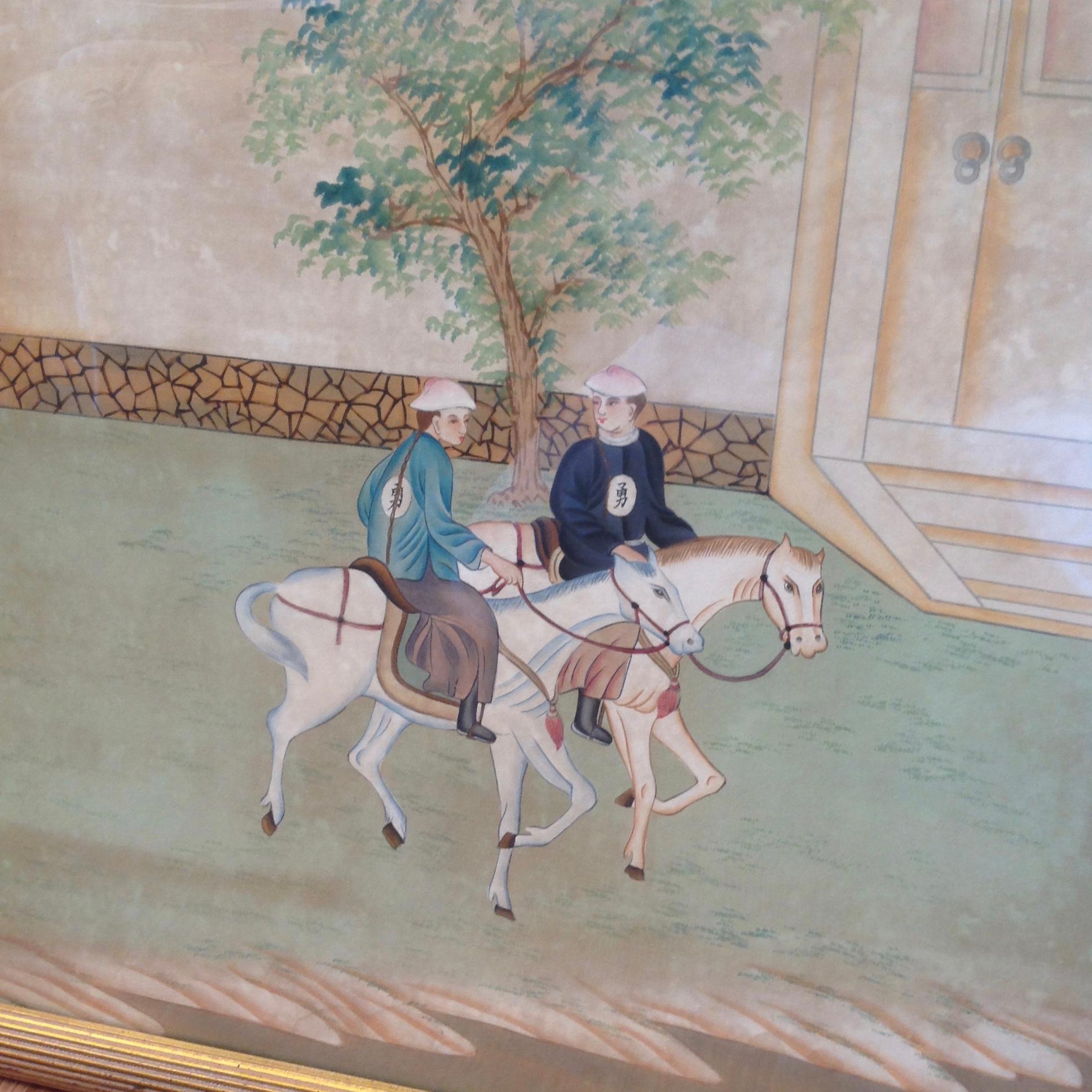 Grand Scale 19th Century Chinoiserie Painted Panel 1