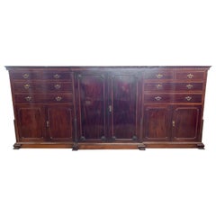 Grand Scale 19th Century Chippendale Style English Mahogany Wardrobe Cabinet 