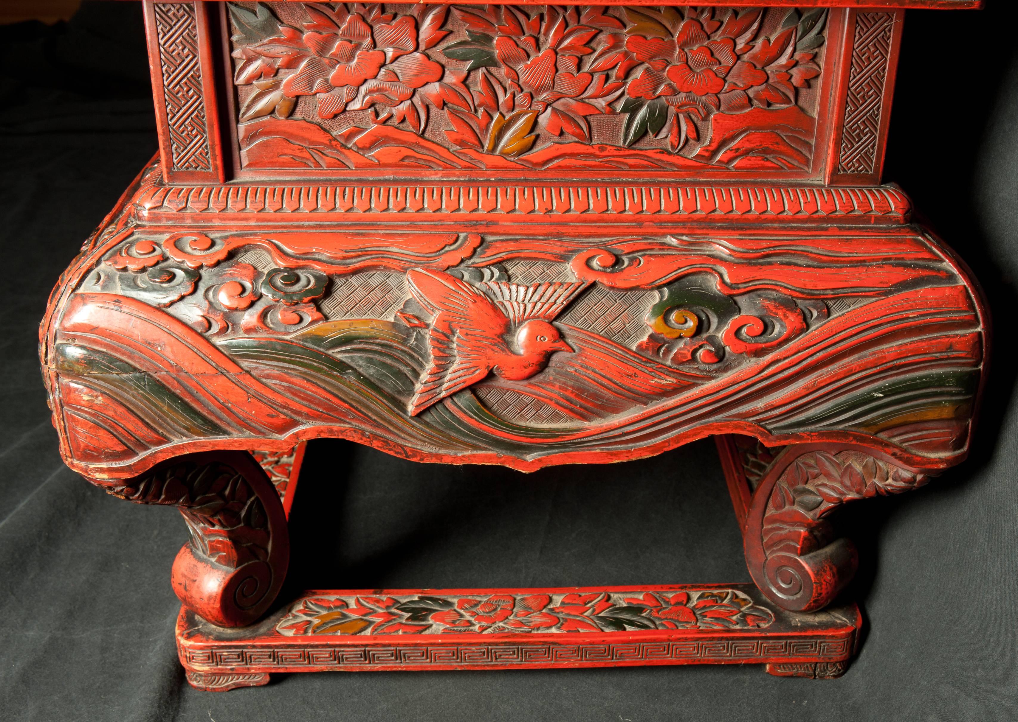 Grand Scale 19th Century Cinnabar Cabinet For Sale 5