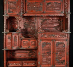 Grand Scale 19th Century Cinnabar Cabinet