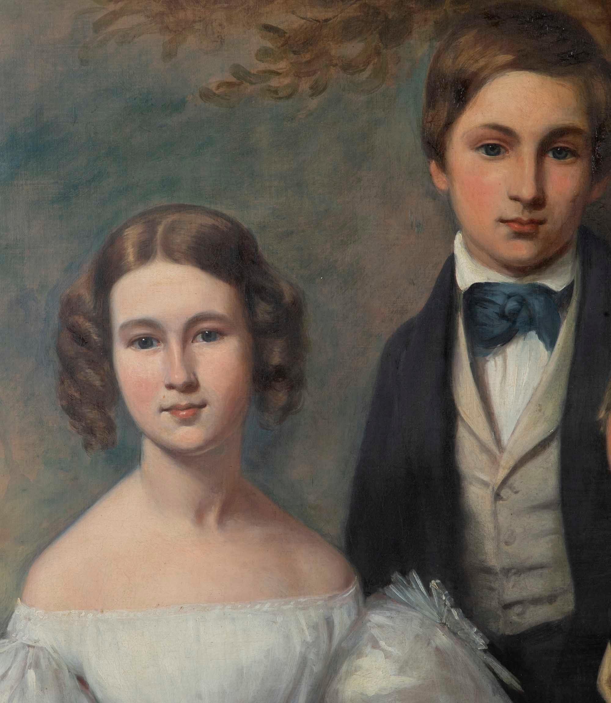Van Ryan Grand Scale 19th Century Oil on Canvas Family Portrait For Sale at 1stDibs