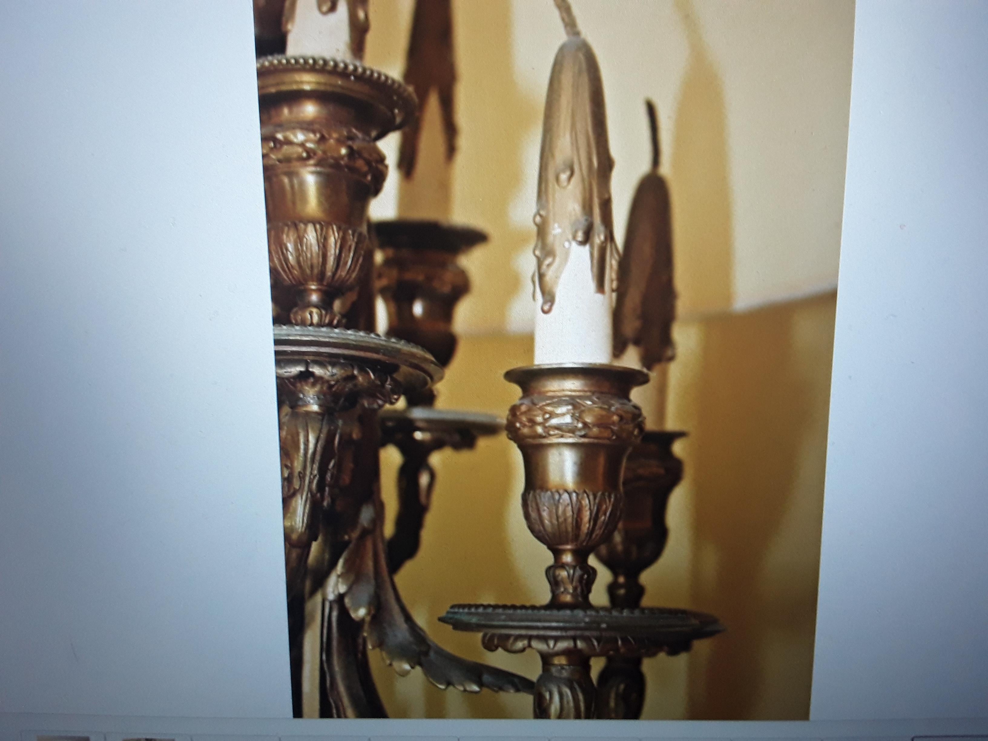 Late 19th Century Grand Scale 19thc French Neoclassical Gilt Bronze 8 Light Table Lamp c1880 For Sale