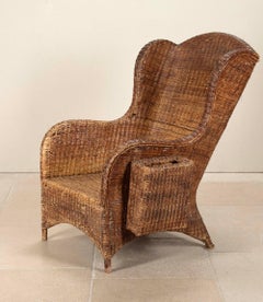 Grand Scale 20th Century French Wicker Conservatory Armchair