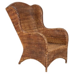 Grand Scale 20th Century French Wicker Conservatory Armchair
