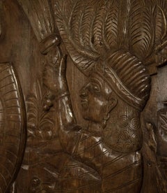 Grande frise indienne en bois sculpté du 20e siècle