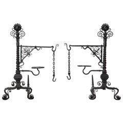Grand Scale Andiron Set from USA, 1900s