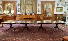 Grand Scale Antique Mahogany Four Pedestal Dining Table, Circa 1890's.