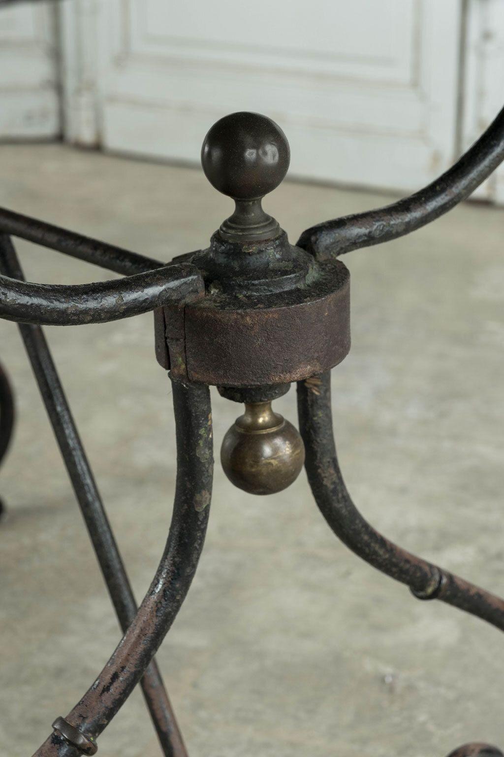 French Provincial Grand-Scale Bluestone Top Iron Base Table