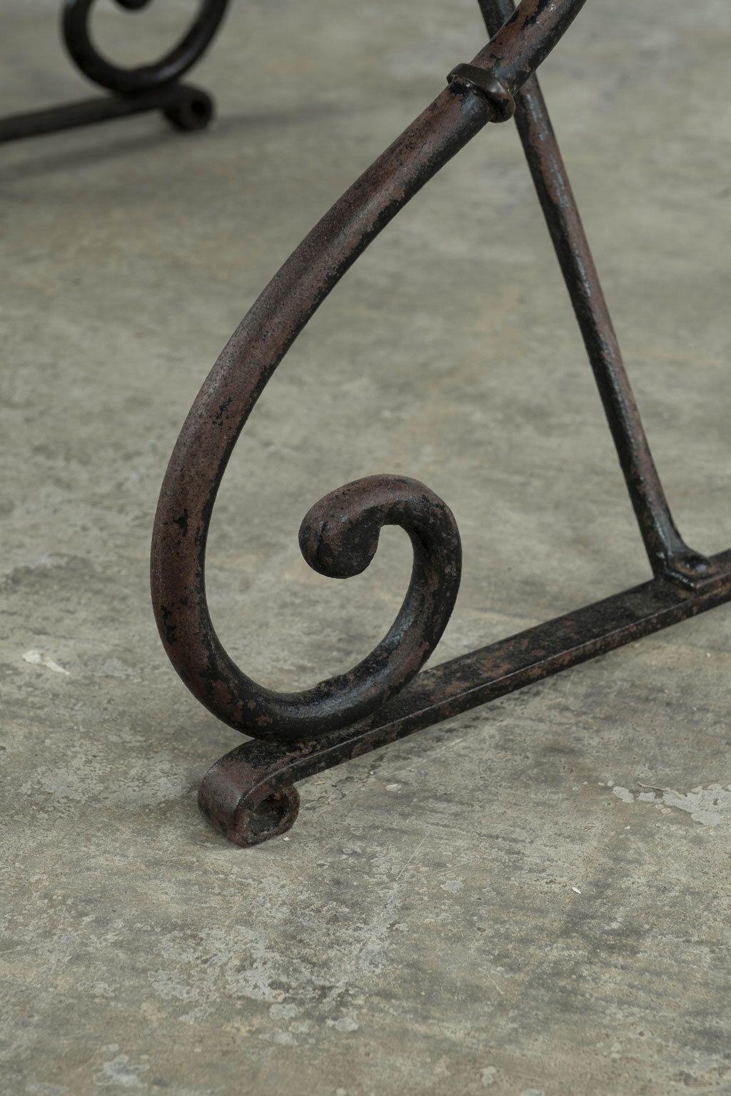 French Grand-Scale Bluestone Top Iron Base Table