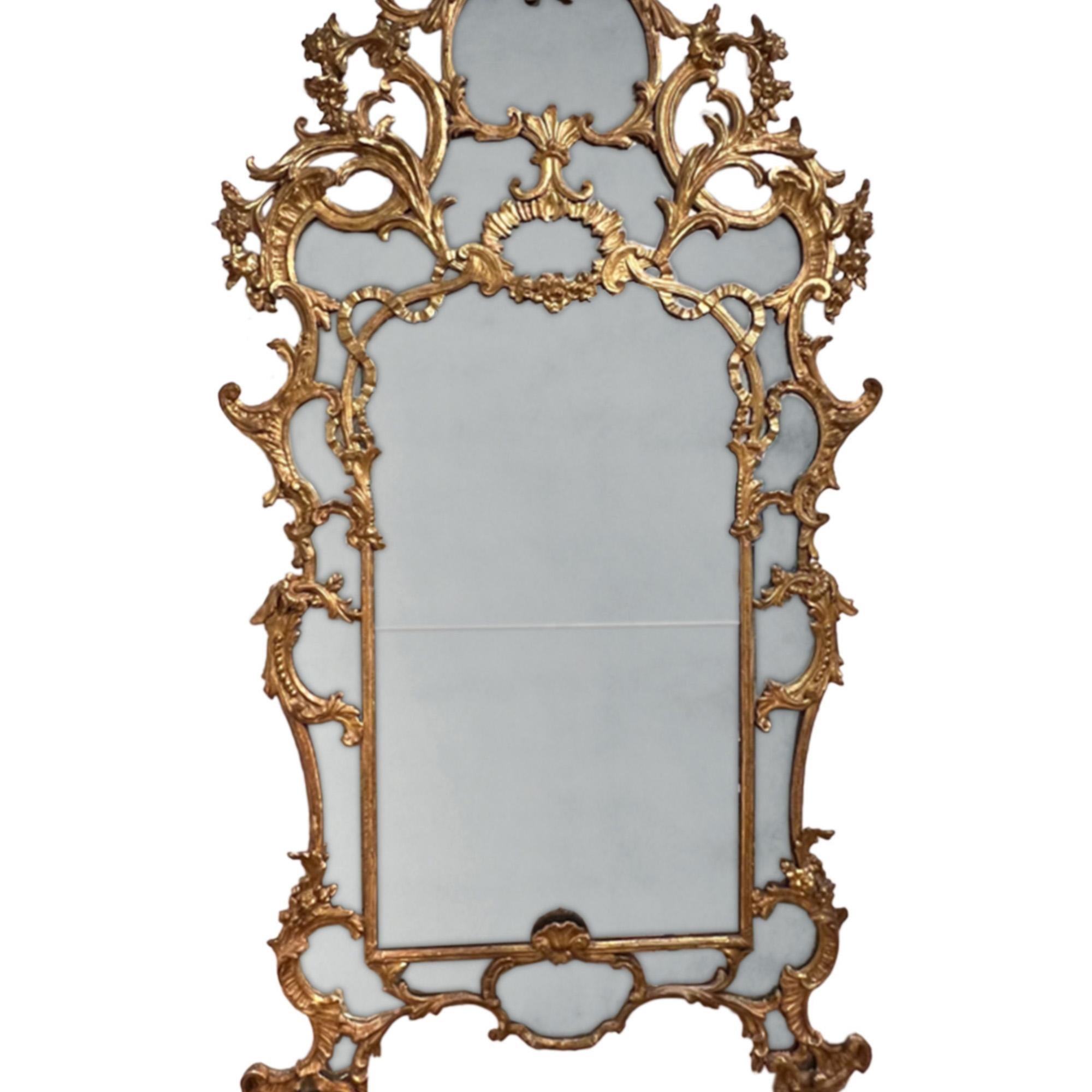 Rococo Grand Scale Carved Wood Italian Mid 18th Century Mirror For Sale
