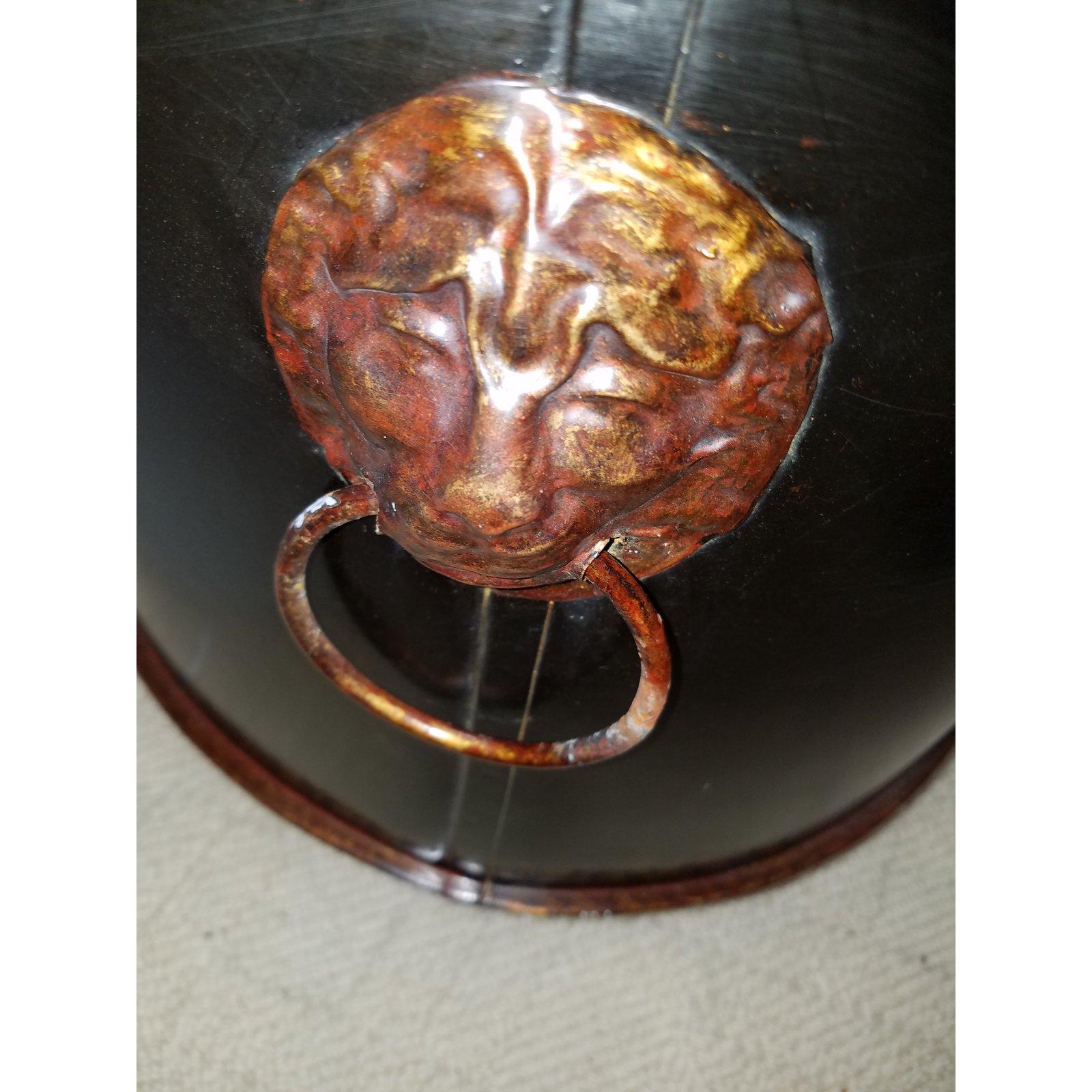 20th Century Grand Scale English Regency Oval Tole Planter with Lion Ring Handles on Castors
