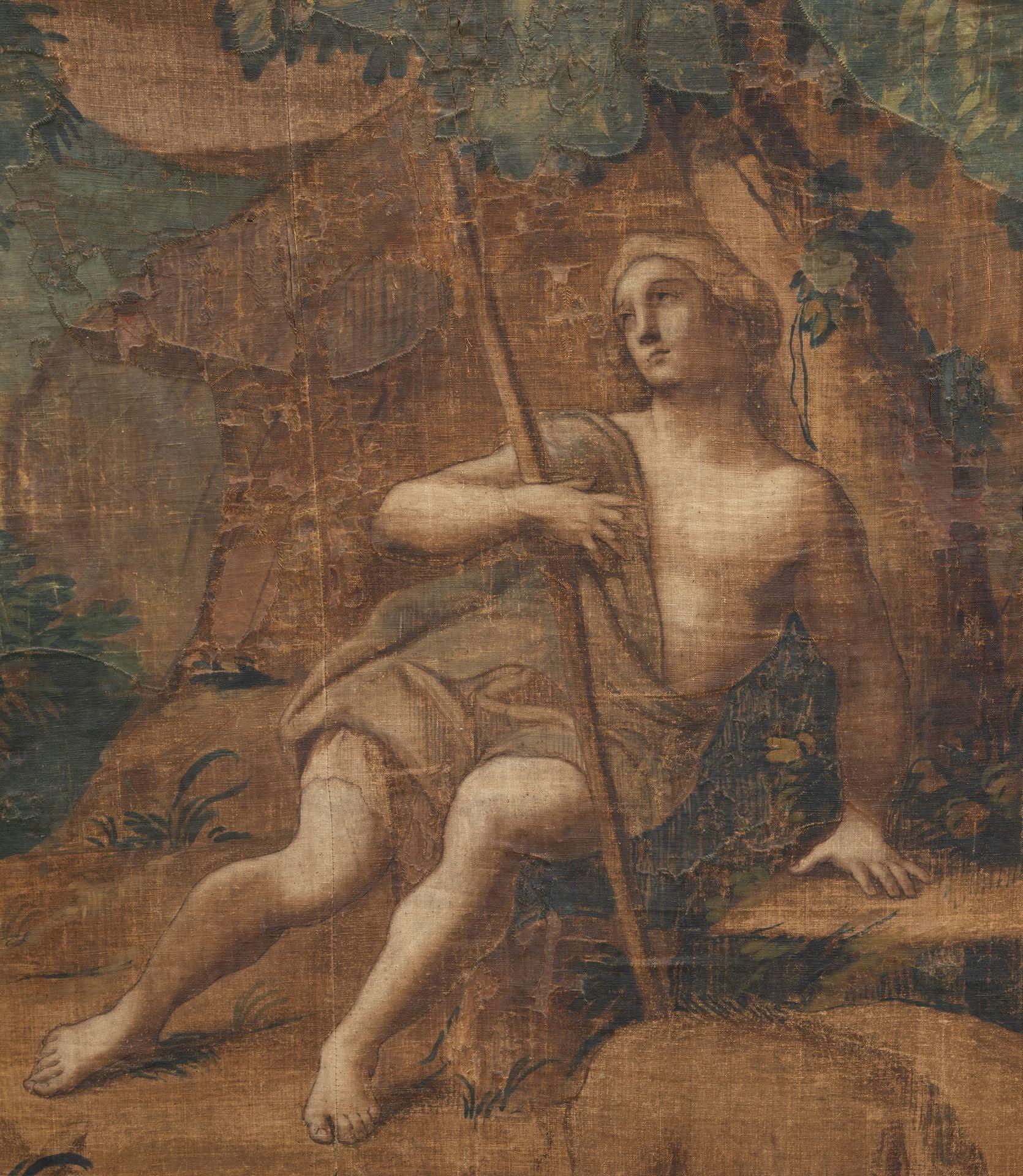 18th Century and Earlier Grand Scale French 17th Century Toile Fabric Wall Painting