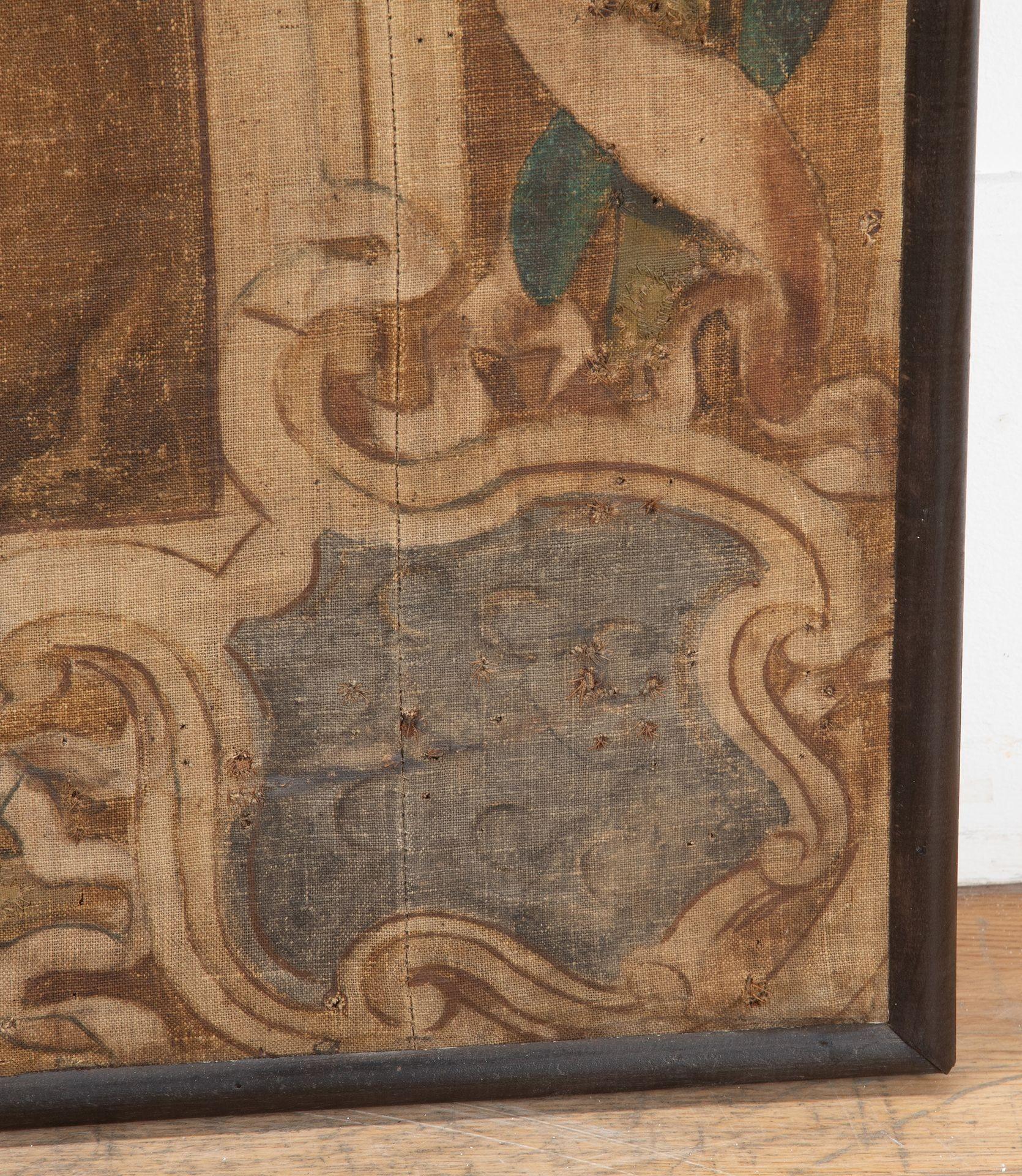 Grand Scale French 17th Century Toile Fabric Wall Painting 2