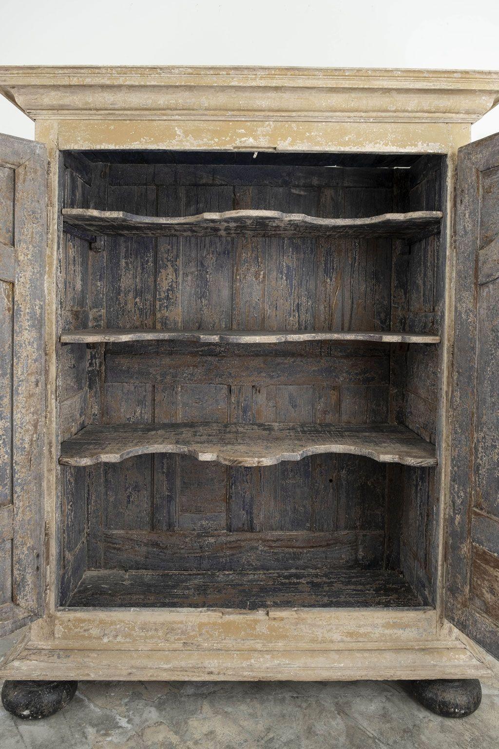 18th Century and Earlier Grand-Scale French Baroque Painted Wardrobe