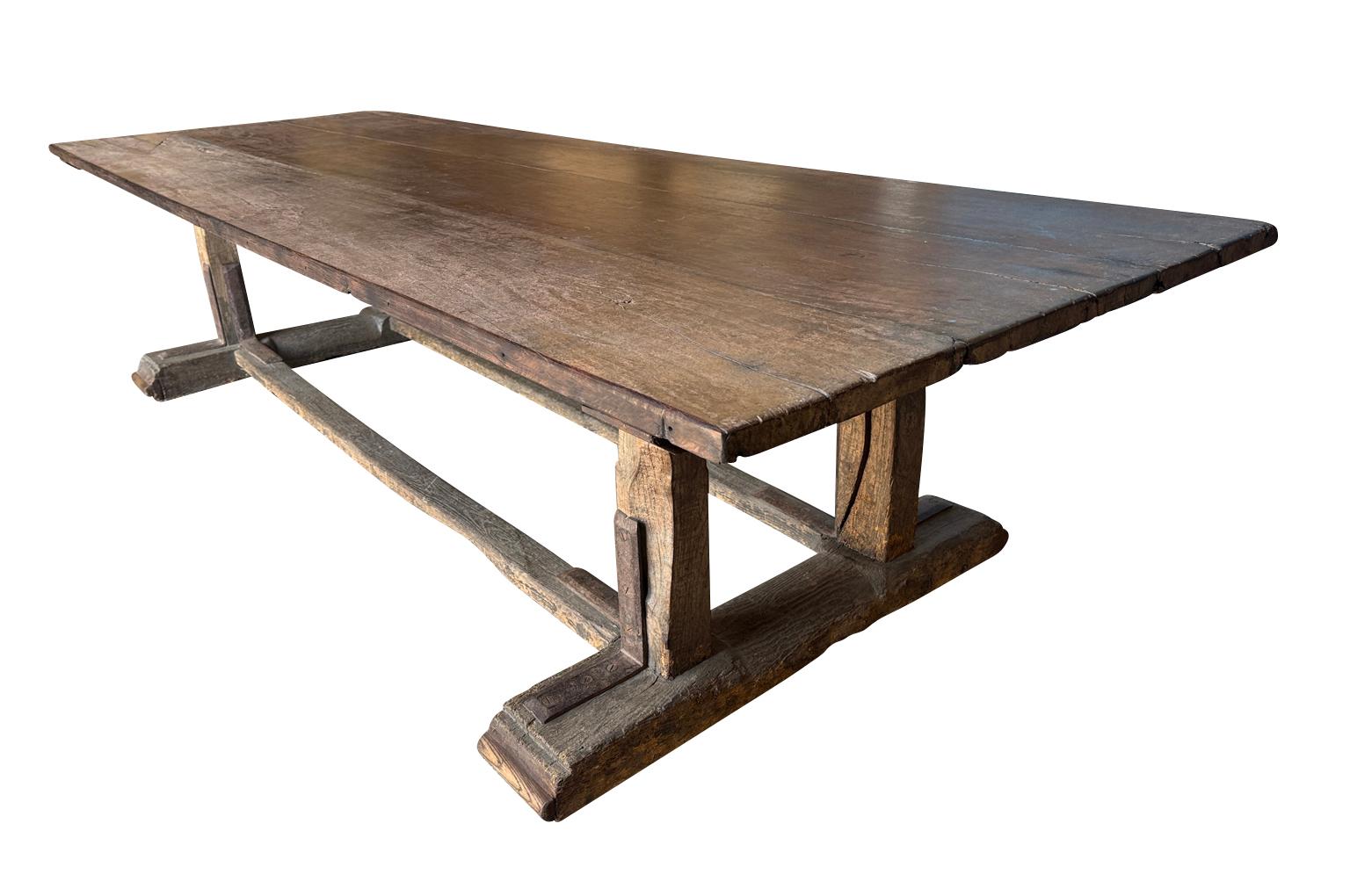 19th Century Grand Scale French Farm Table For Sale