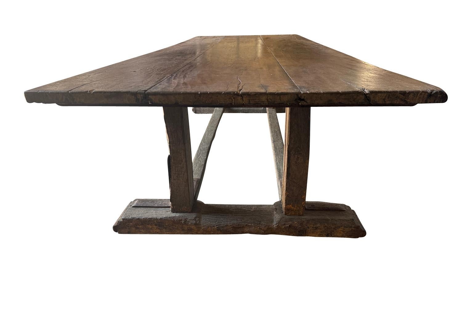 Oak Grand Scale French Farm Table For Sale