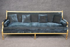 Grand Scale French Louis XVI Genuine Gold Leaf Giltwood Sofa or Settee C 1930