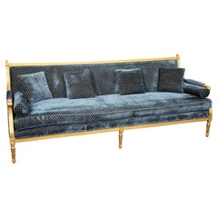 Grand Scale French Louis XVI Genuine Gold Leaf Giltwood Sofa or Settee C 1930