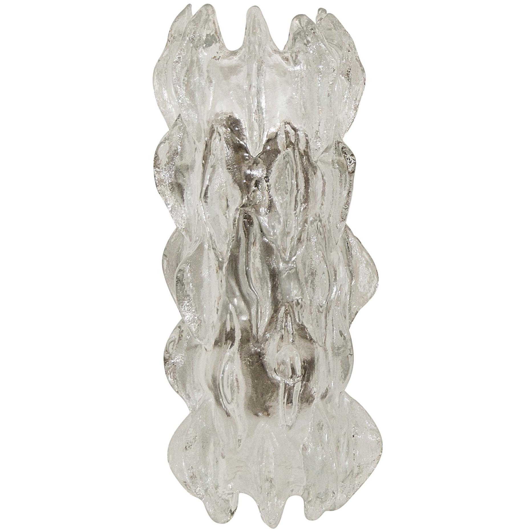 Grand Scale Ice Glass Kalmar Sconce (Single) For Sale