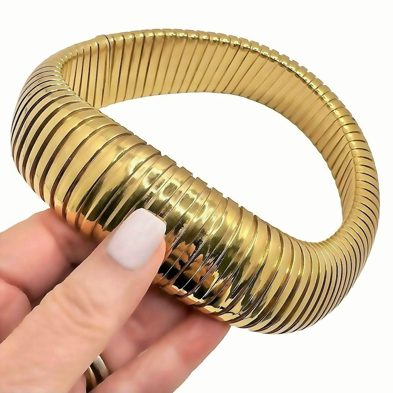 Grand Scale Italienisch Mitte des 20. Jahrhunderts 18k Gold Tubogas Choker 3