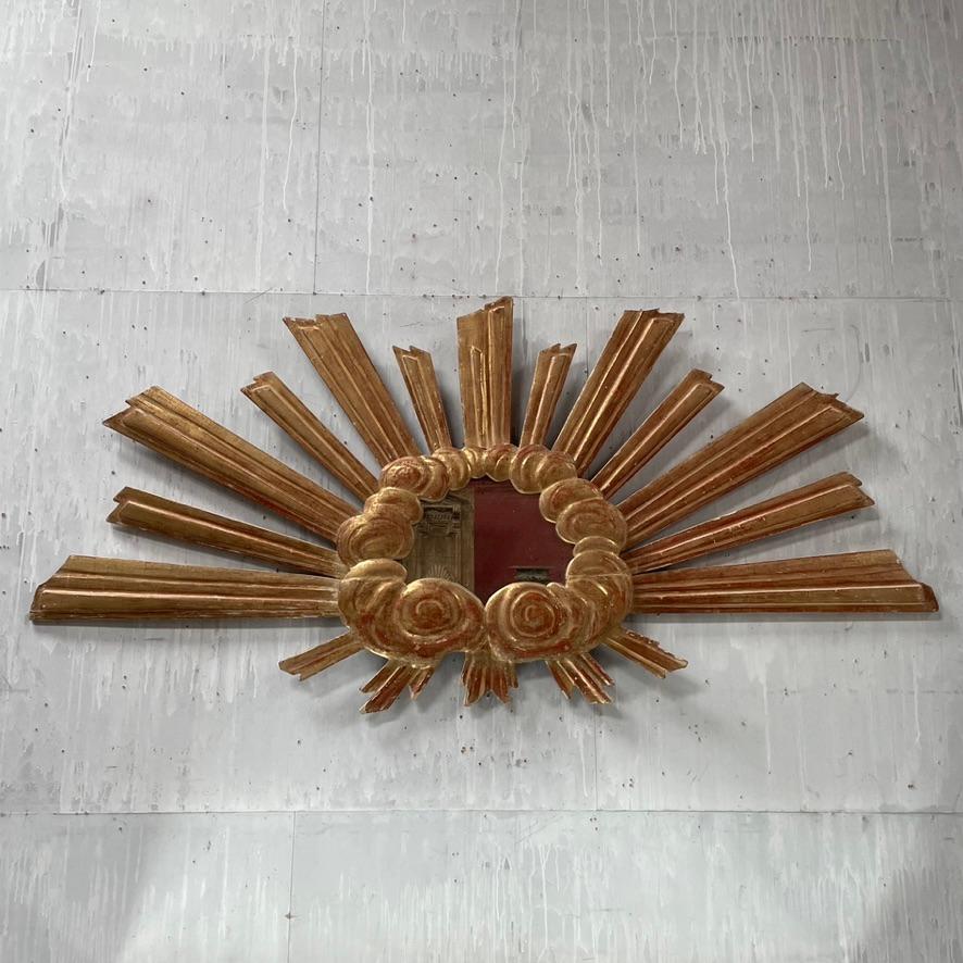 Carved Grand Scale Italian Sunburst Mirror For Sale
