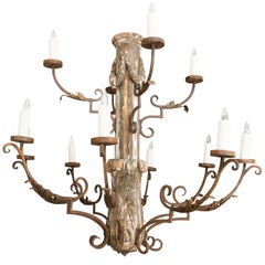 Grand-Scale Italian Wooden Chandelier