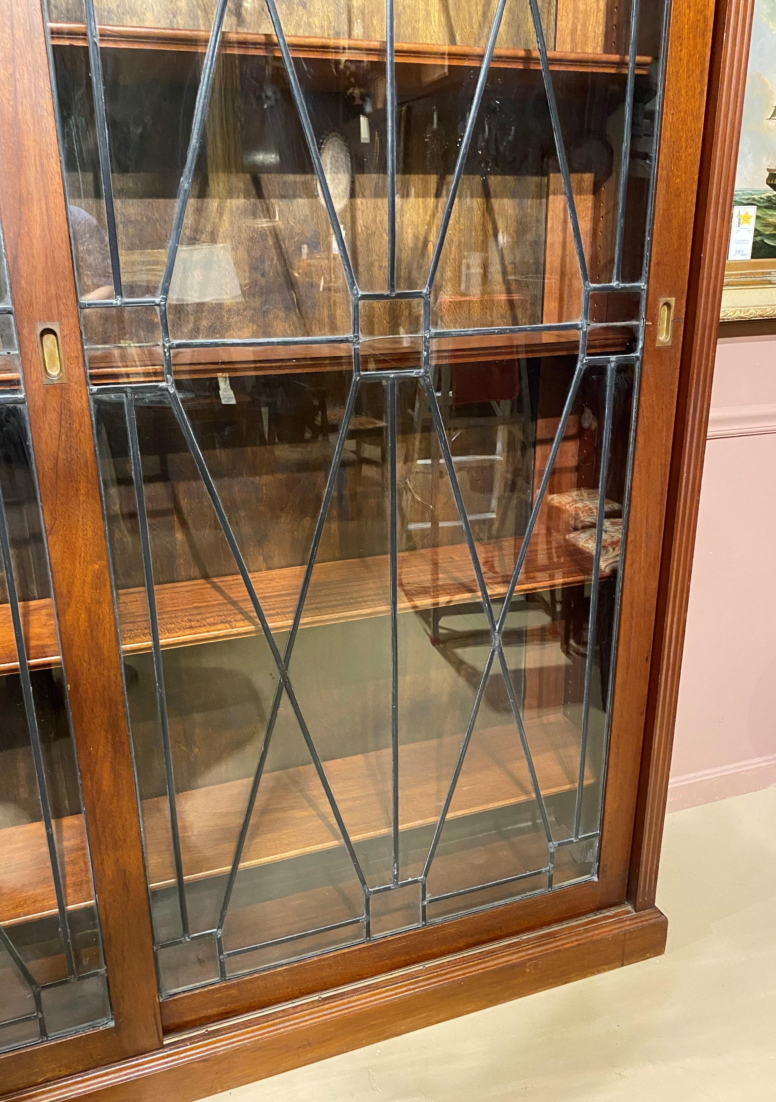vintage bookcase with glass doors